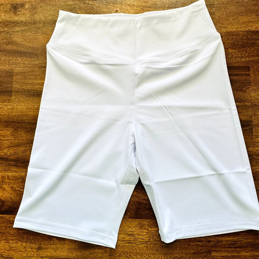 Runhit Spandex Shorts Compression Biker Womens Medium White 8" 80% Polyester